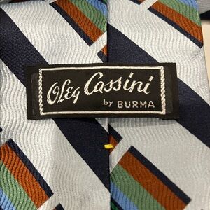 Oleg Cassini Blue and Green Geometric Tie